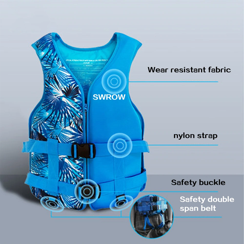 Veiligheidszwemvest voor volwassenen en kinderen, prachtige bedrukking, neopreen, watersport, kajak, varen, surfen, raften