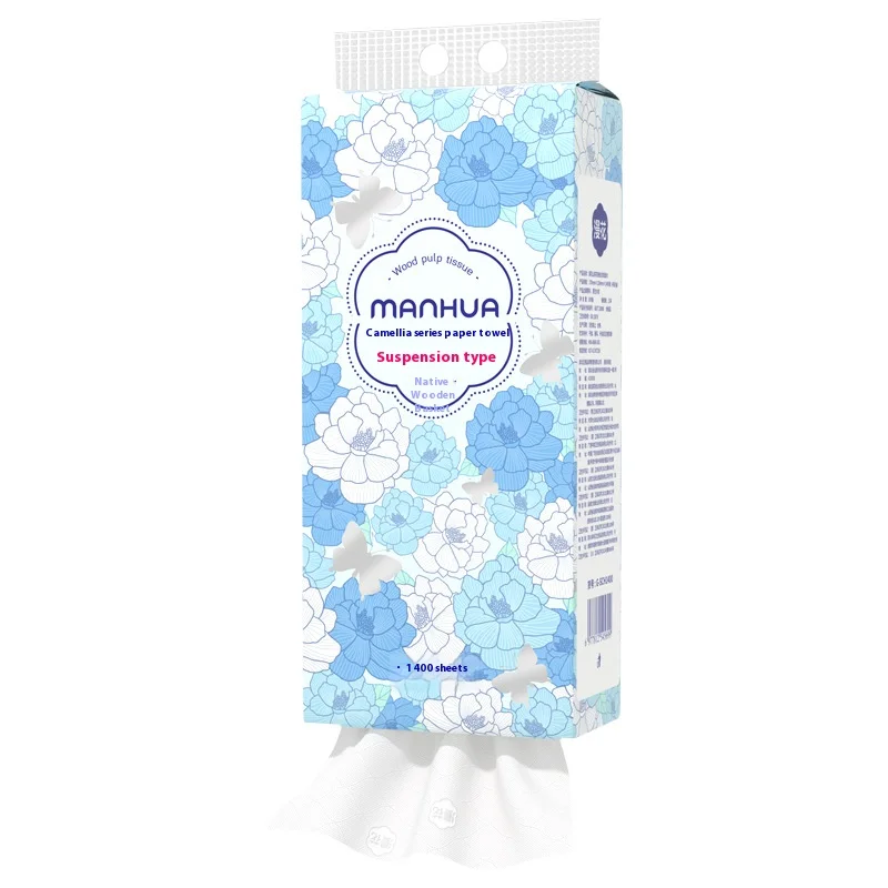 1400 fogli di carta igienica sospesa Confezione famiglia Quattro strati di asciugamani di carta addensati Tovagliolo umido e secco per uso domestico in legno originale