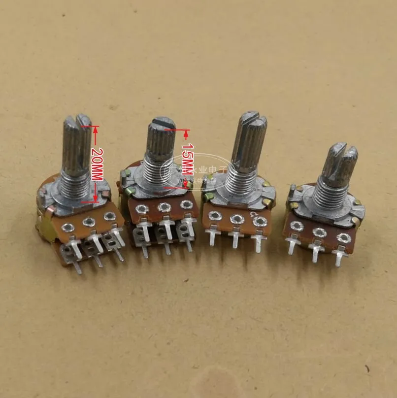 10 Piece WH148 Single Double Potentiometer B5K B10K B20K B50K B100K Adjustable Rotary Potentiometer 3 Feet 6 Feet Handle 15/20MM