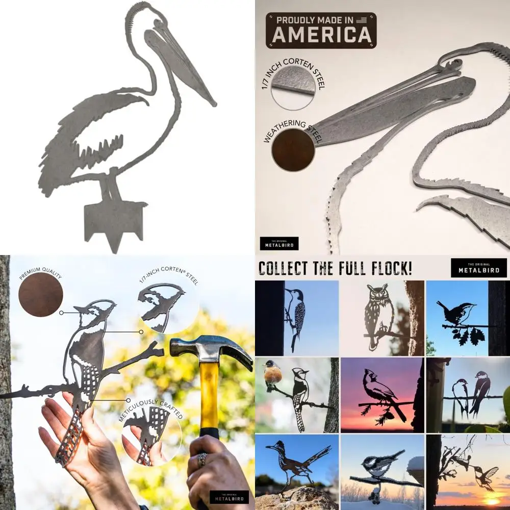 

Corten Steel Pelican Outdoor Tree Ornament - Handcrafted Metal Art, American Made, Unique Garden Decoration