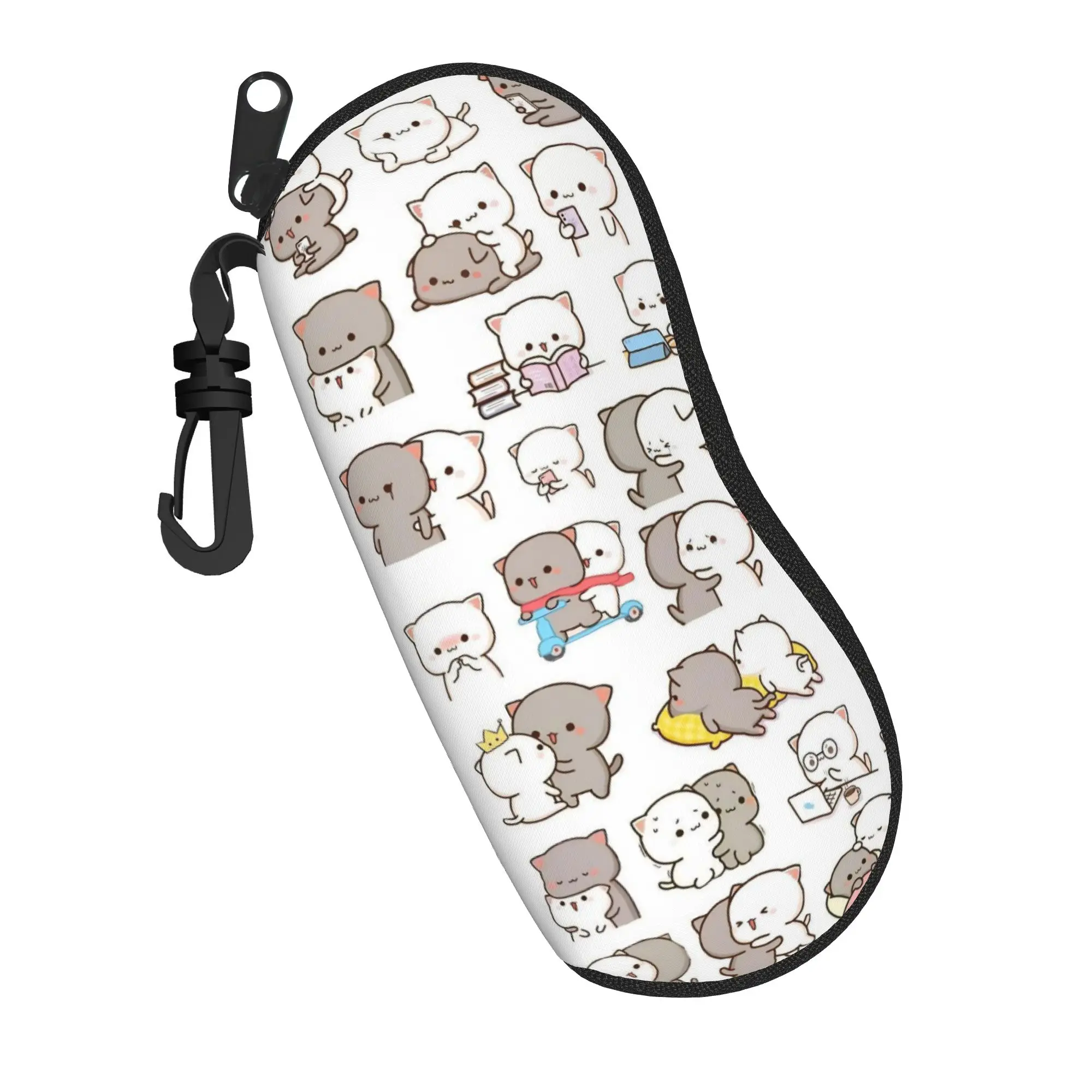Peach and Goma Love Glasses Case Unisex Lightweight Zipper Mochi Cat Reading Protector Ins Eye Contacts Case