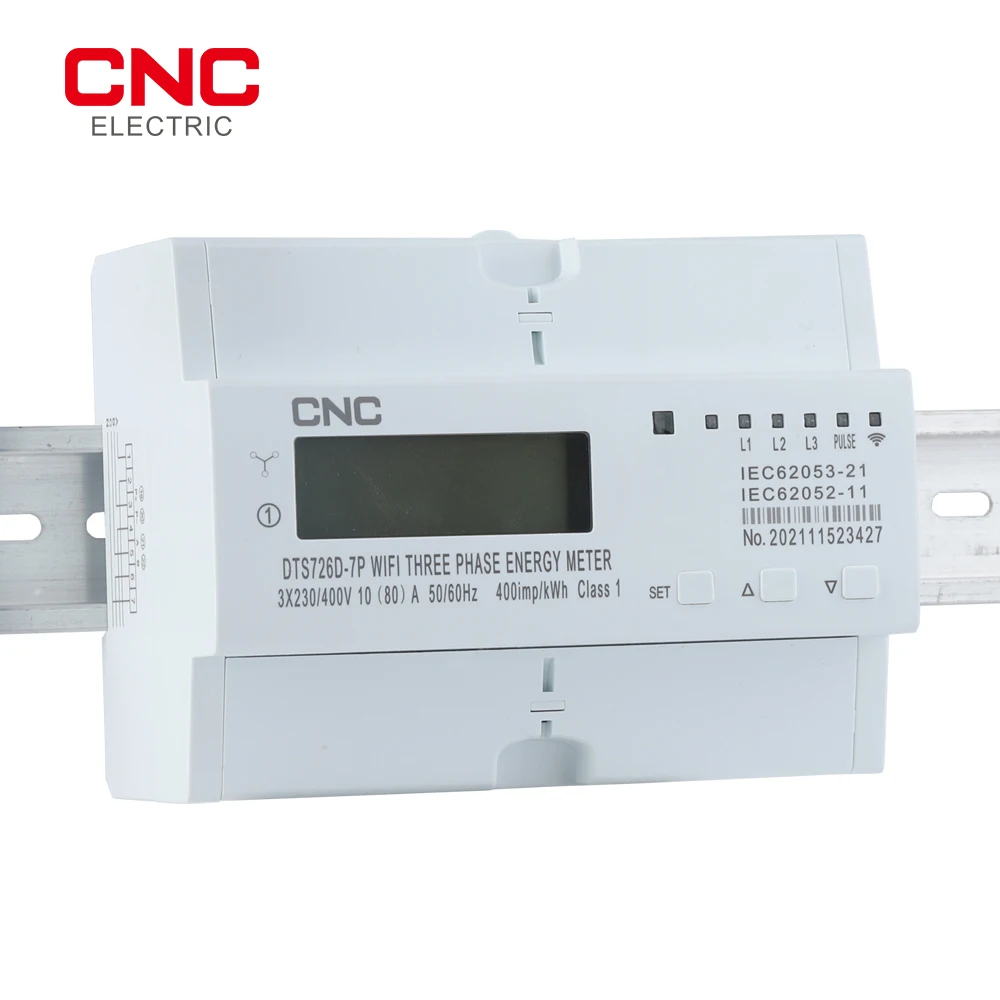 CNC DTS726D-7P WIFI 3 Phase Tuya WIFI Smart Energy Meter 3*120V 3*220V 3*230V 50/60Hz Timer Power Consumption Monitor kWh