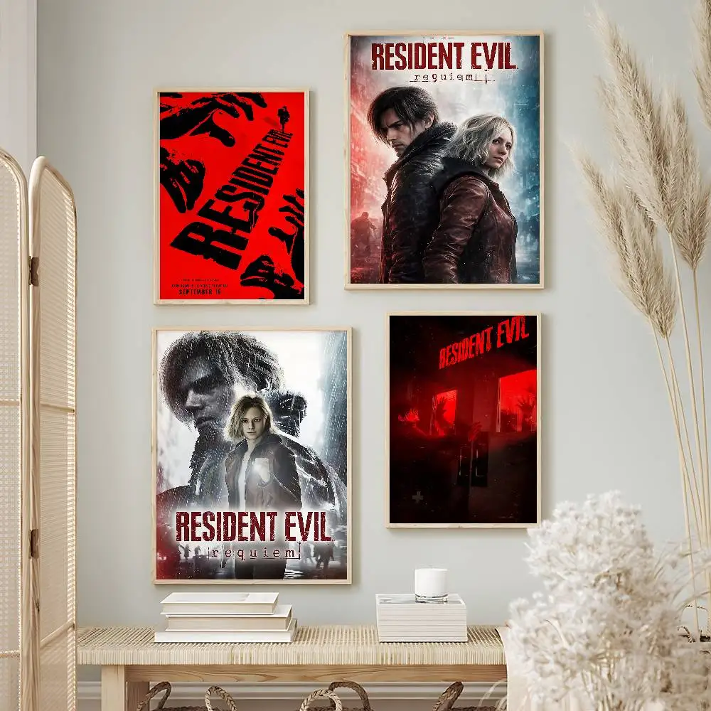 Horror Game Resident Evil Posters Premium Self-Adhesive No Residue Wall Sticker for Home Office Bar Decor