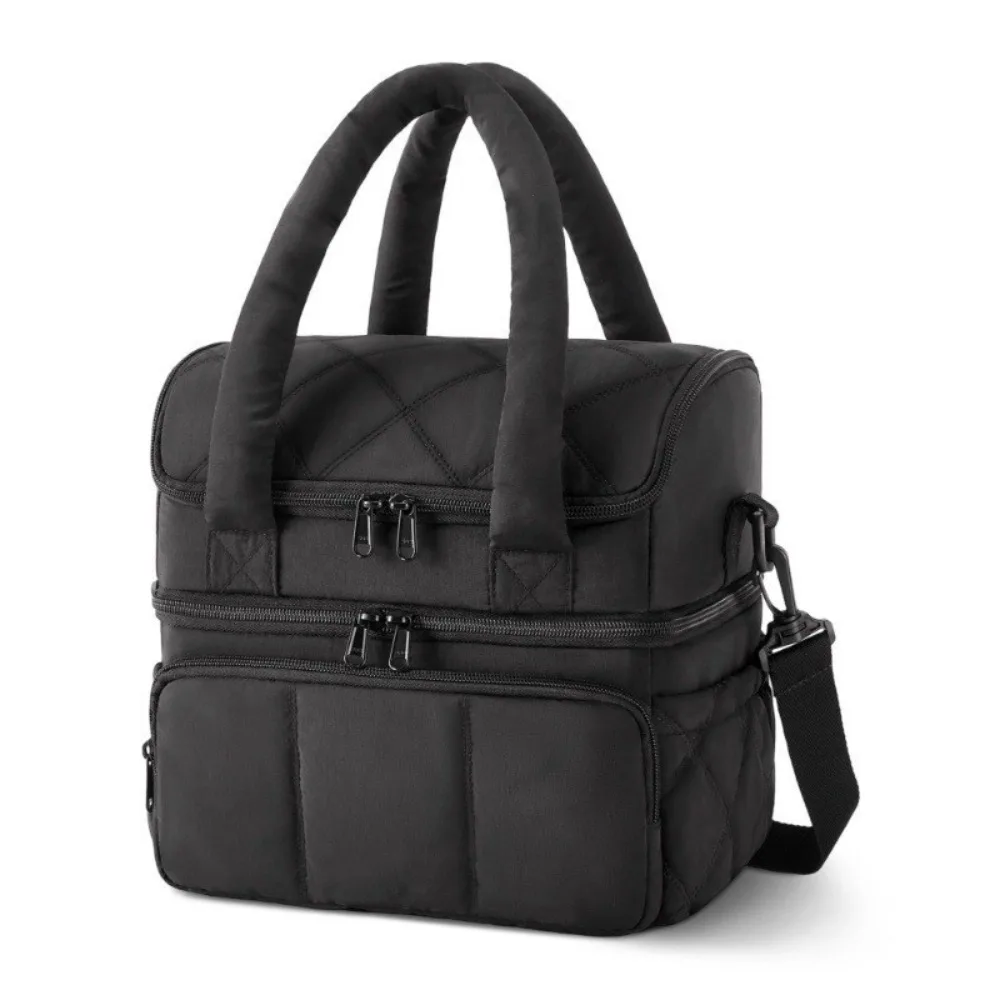 Upgraded New Large Capacity Lunch Bag Double Deck Insulated Lunch Box Leakproof Multi-functional Puffer Tote Outdoor