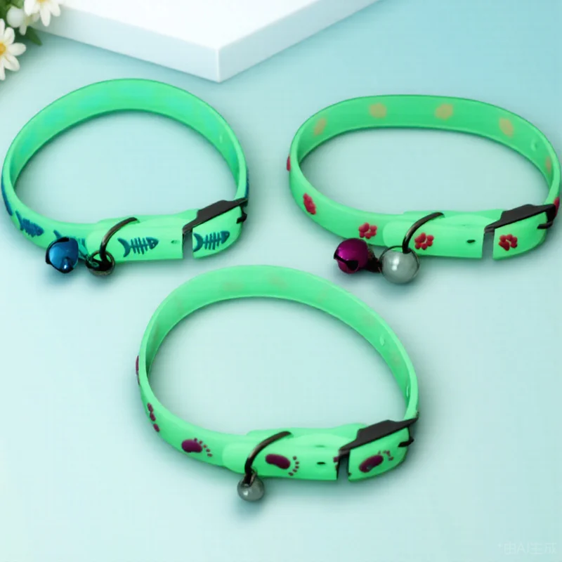 

3pcs Adjustable Fluorescent Pet Collar For Cats Dogs Neon Night Collar Puppy Bell Comfortable Anti-Lost Collars Wedding Party