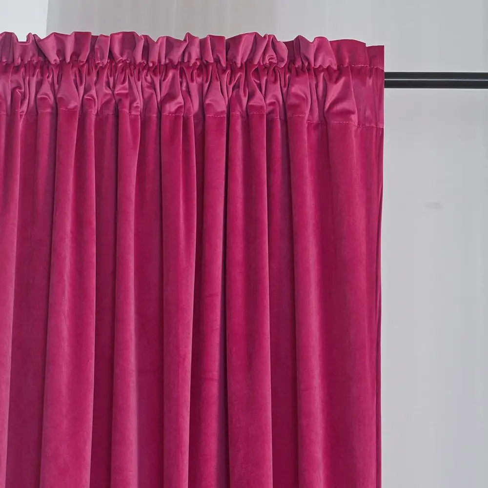 Thermal Insulated Velvet Berry Curtains, 96 Length, 2-Panel Set, Rod Pocket, for Living Spaces