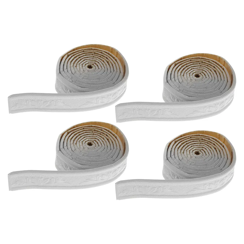 

4 Rolls White Foam Self Adhesive Wall Border Decorative Strip Waistline Skirting Background Peel Stick Border Impact Protection