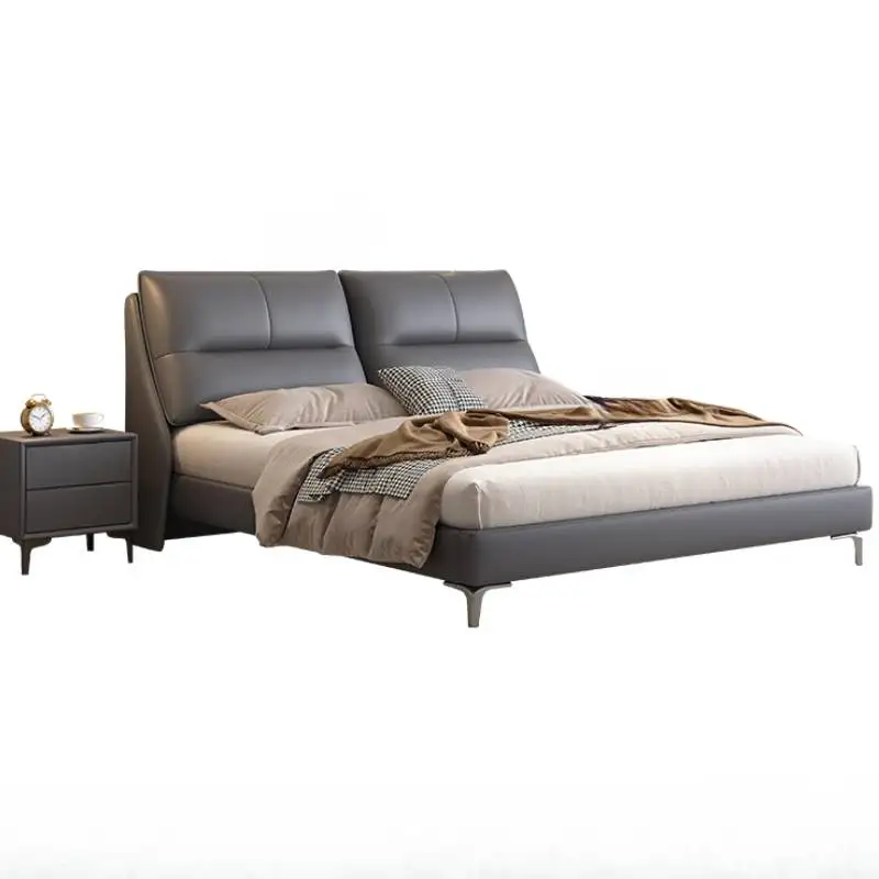 Europen Designer Double Bed Bedroom Waterproof Wooden Luxury Double Bed Platform Modern Floor Camas De Casal Furniture Home