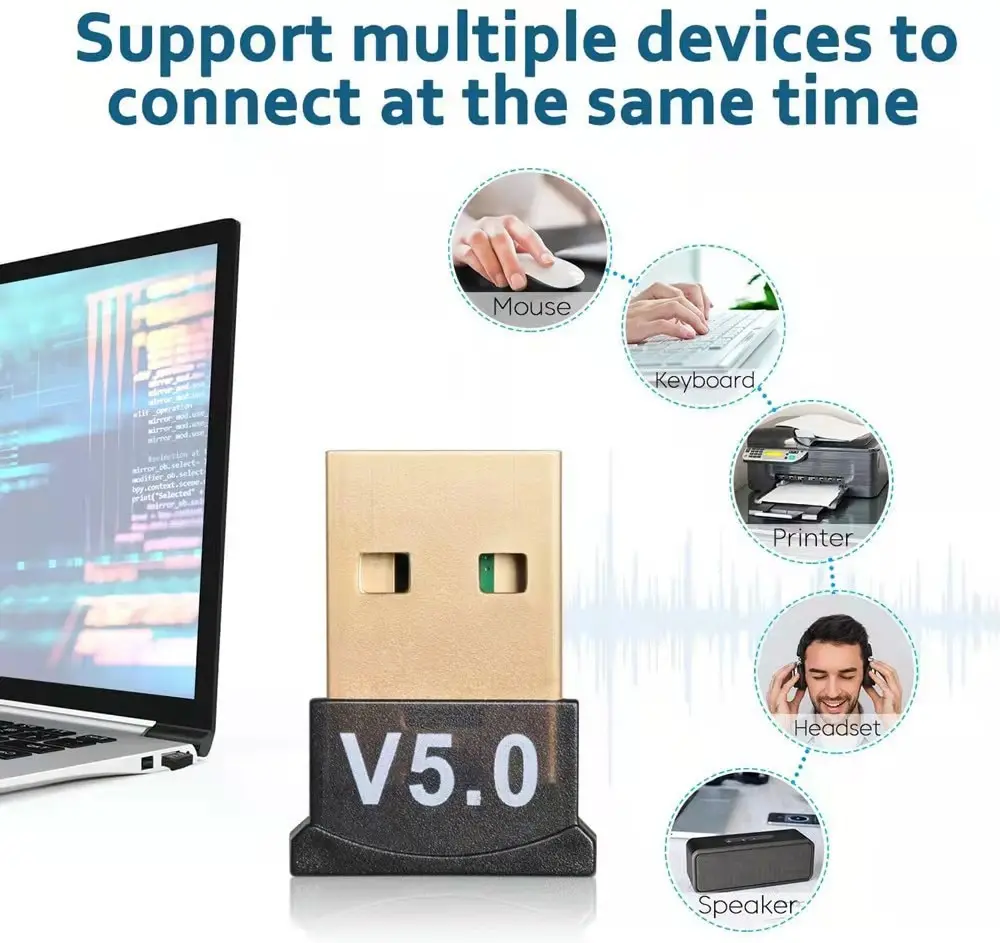 Usb Bluetooth 5.0 Wireless Adapter Suitable For Pcs And Laptops Transmitters Receivers And Audio Dongles