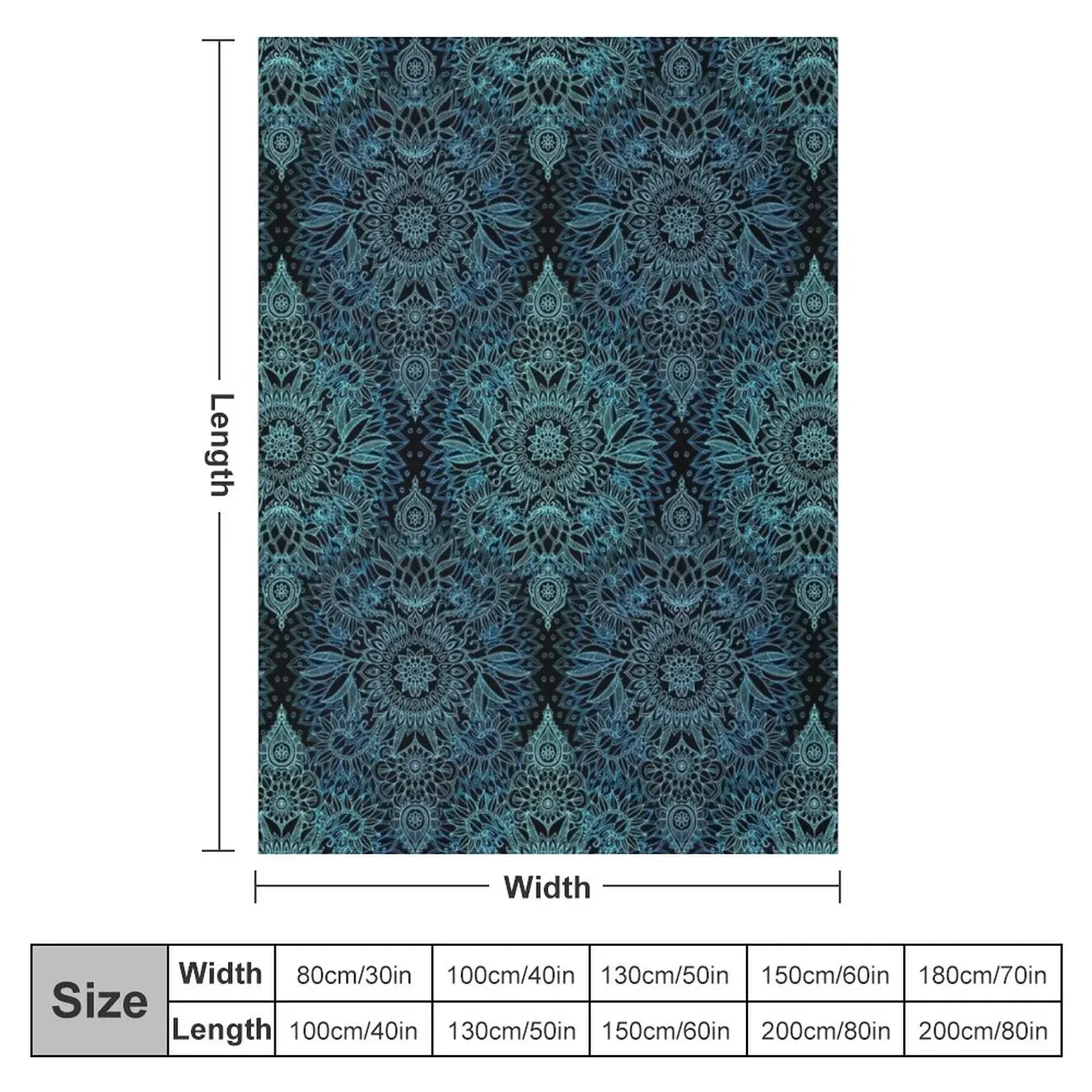 Black, Teal & Aqua Protea Doodle Pattern Throw Blanket Bed Decorative Throw manga Blankets