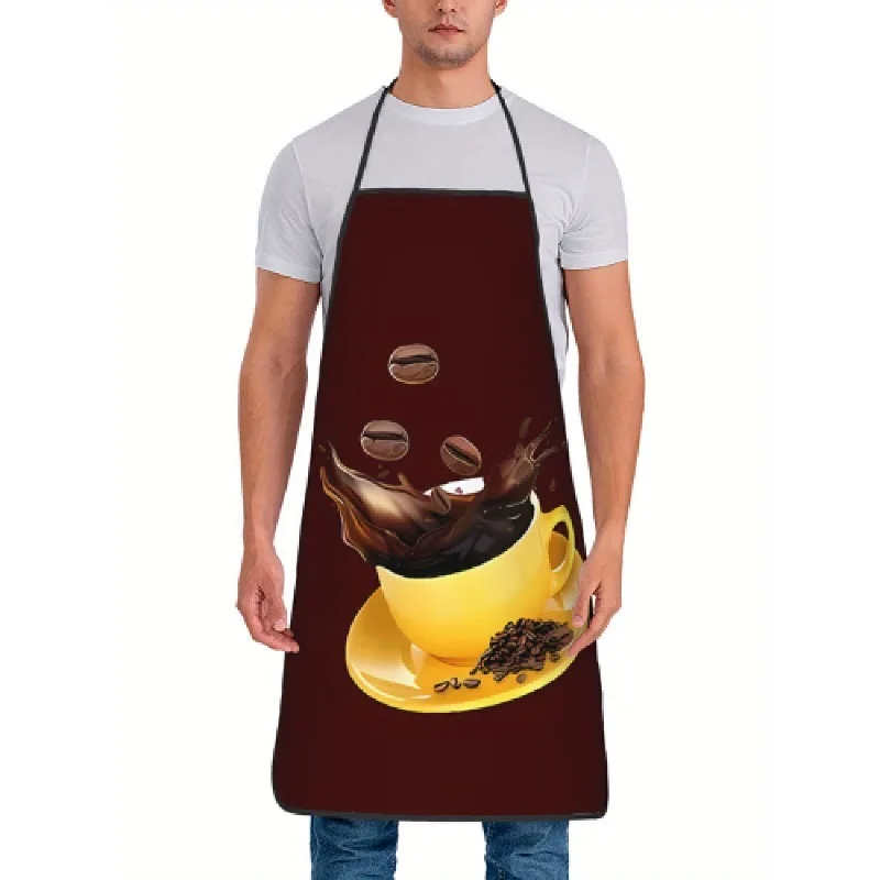 1pc Coffee Bean Creative Design Kitchen Apron Chef Aprons Print One Size