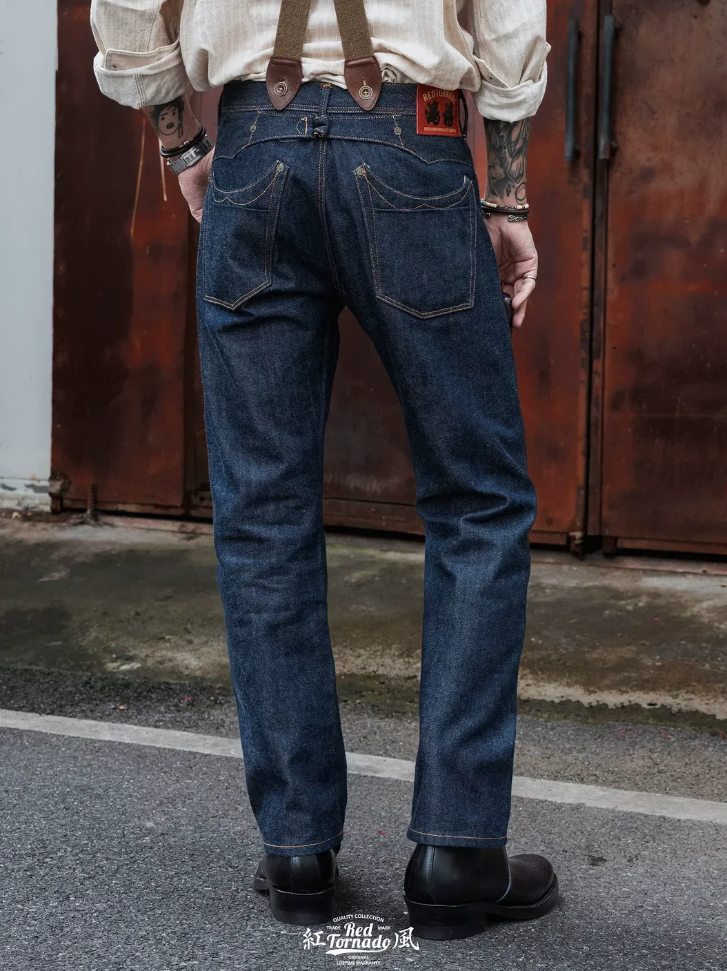 RLCK-0007A Red Tornado 16oz Straight Fitting Raw Denim Jeans High Waist Button Fly Super Quality Indigo Selvage Washed Pants