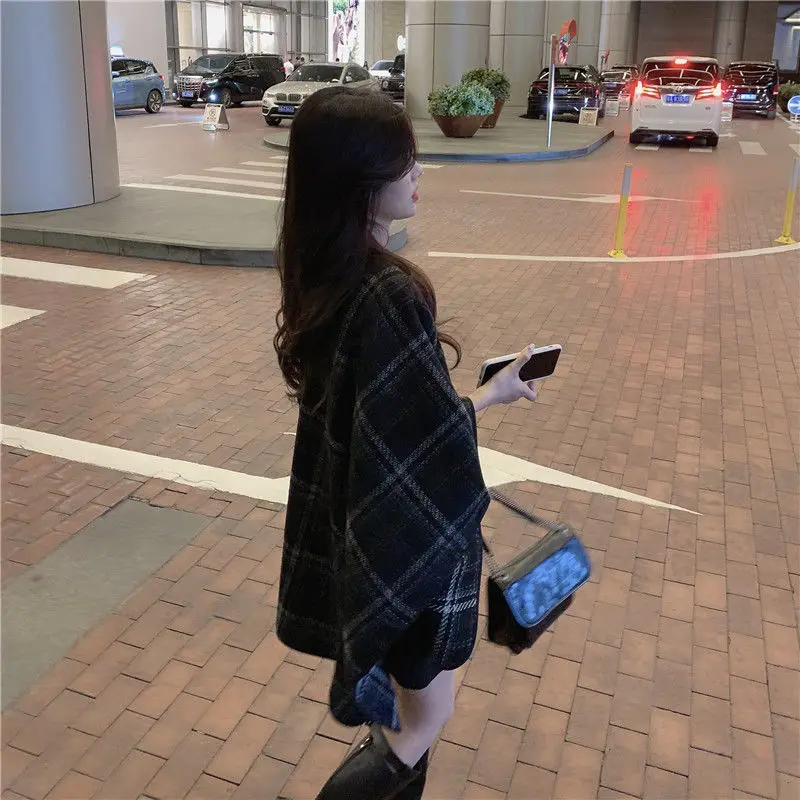 

Смешанные женские популярные клетчатые дизайны с рукавами «летучая мышь» осень Новое поступление винтажные универсальные для отдыха подростков студентов нежные классические шикарные