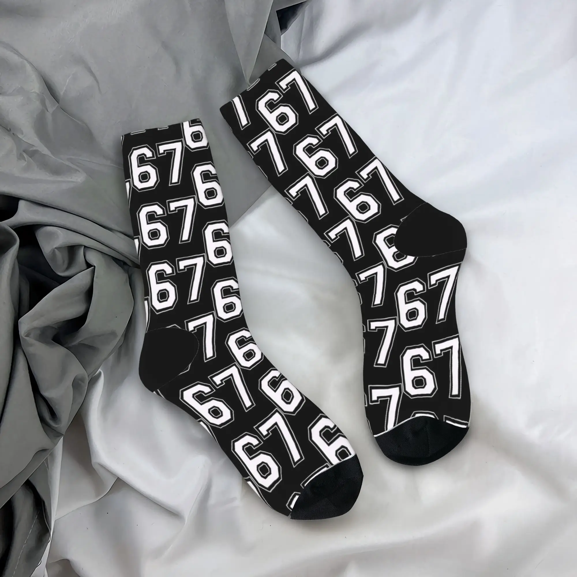 

Спортивный номер 67, белые чулки, корейские носки, мягкие дышащие носки для пары, осенние спортивные носки для бега с узором, защита от пота, подарок
