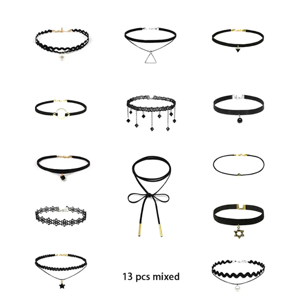 Vintage Black Velvet & Leather Gothic Choker Necklace - Image 5