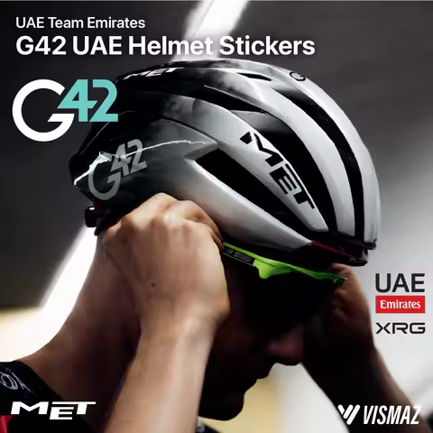 VISMAZ UAE Team G42 MET Helmet Stickers Waterproof Vinyl Durable Cycling Team Accessories