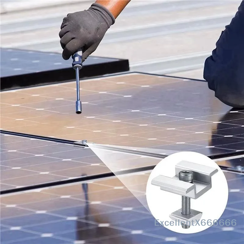 Solar Panel Mid Clamp Aluminum Material Rust Proof Strong Fixation for Grid Tied Solar System Mounting
