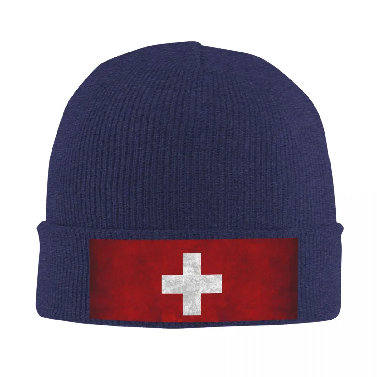 Swiss Switzerland Flag (7) Warm Knitted Cap Hip Hop Bonnet Hat Autumn Winter Outdoor Beanies Hats for Unisex Adult