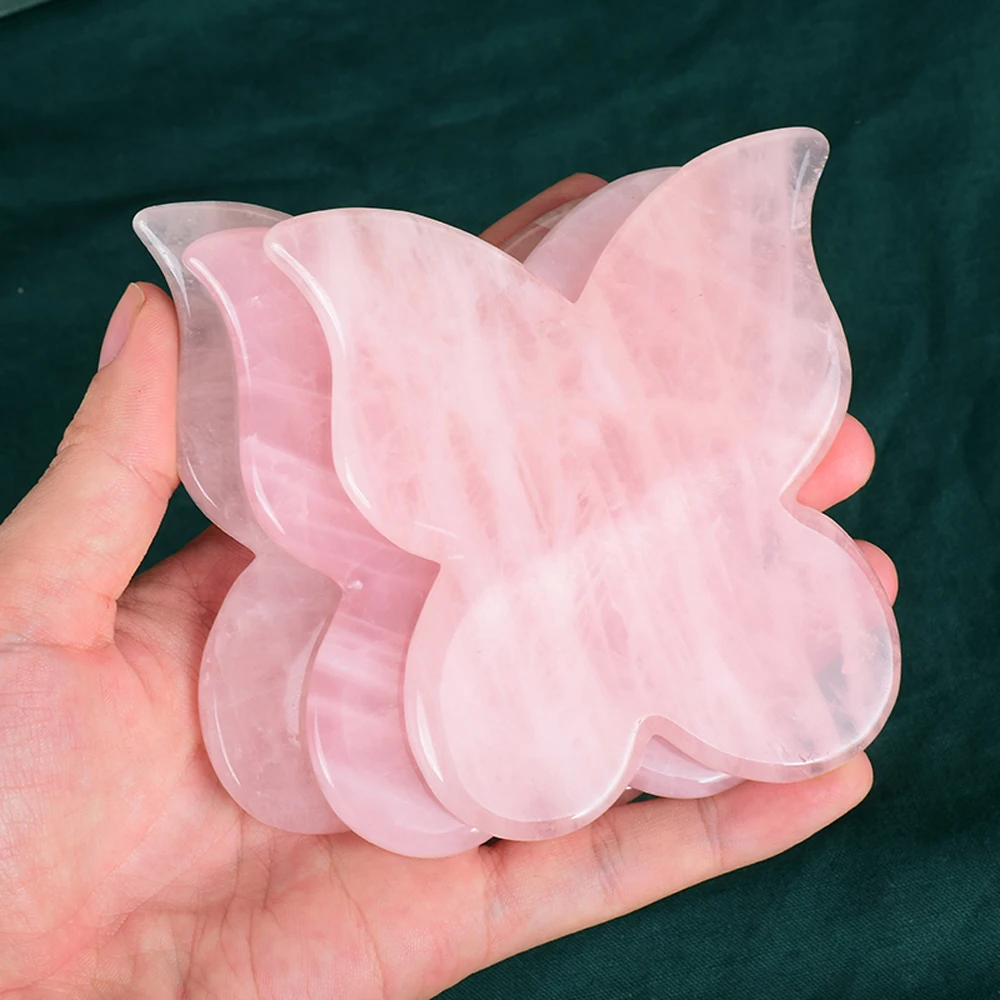 Outil de massage Gua Sha pour le visage et le corps, raclage de la peau, pierre de quartz rose, acupression, outils qualifiée aux rayés