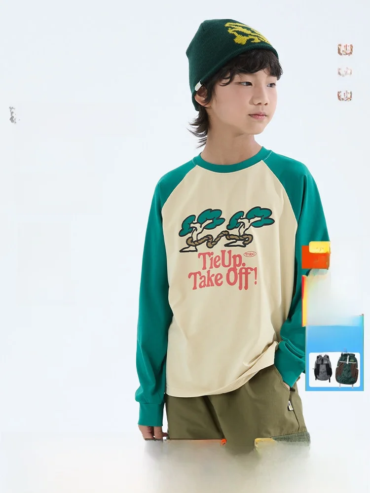 Mipo Children's Long Sleeve T-Shirt Quick Dry Outdoor Sports Hiking Breathable Shoulder Printed Casual Fit Polyester Fiber