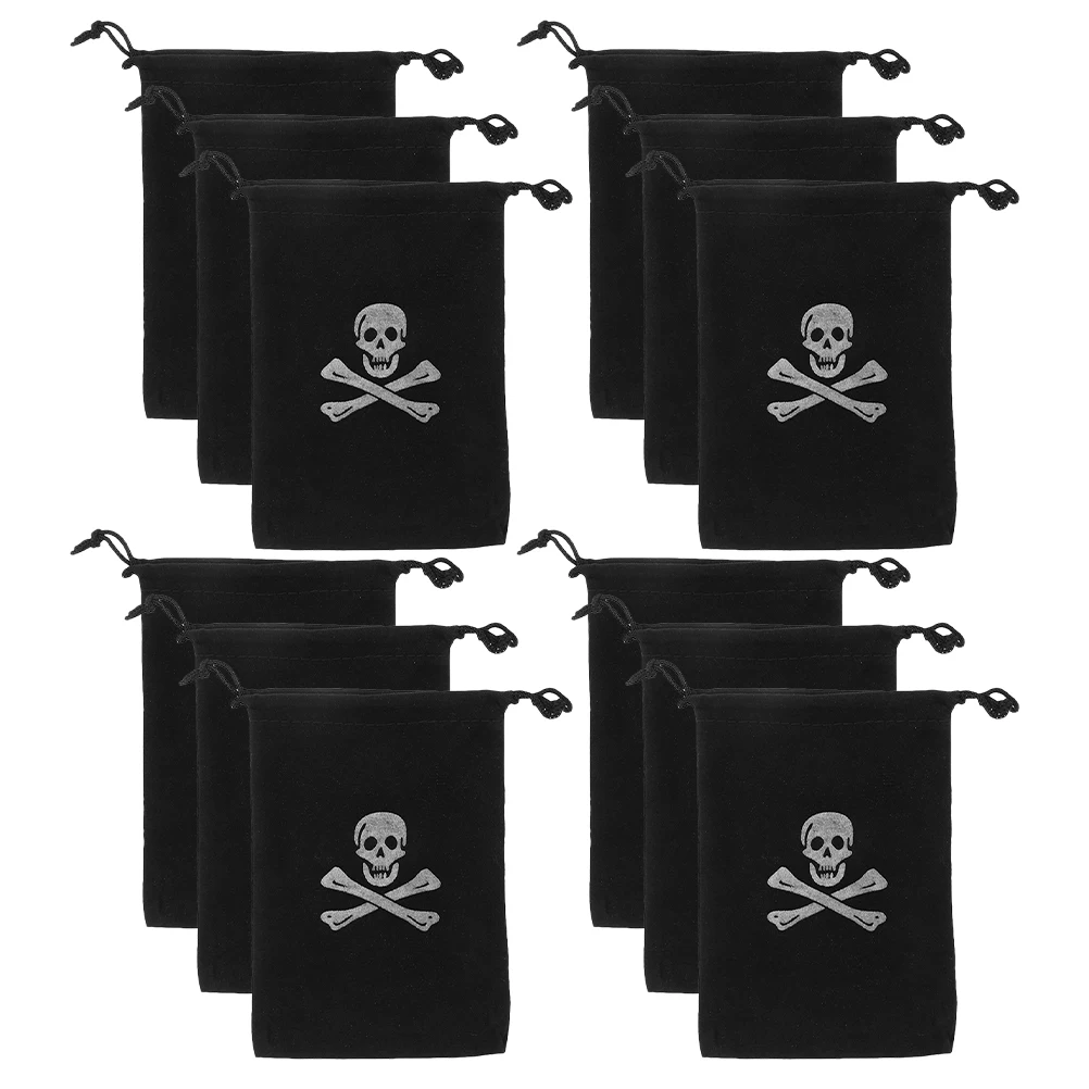 

12Pcs Halloween Coin Bag Skull Drawstring Pouches For Party Supplies And Jewelry Storage