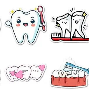 50 Sheets Protect Teeth Cartoon Stickers For Kids Students Graffiti Laptop Stationery Luggage Cute Sticker Dental Clinic Gifts