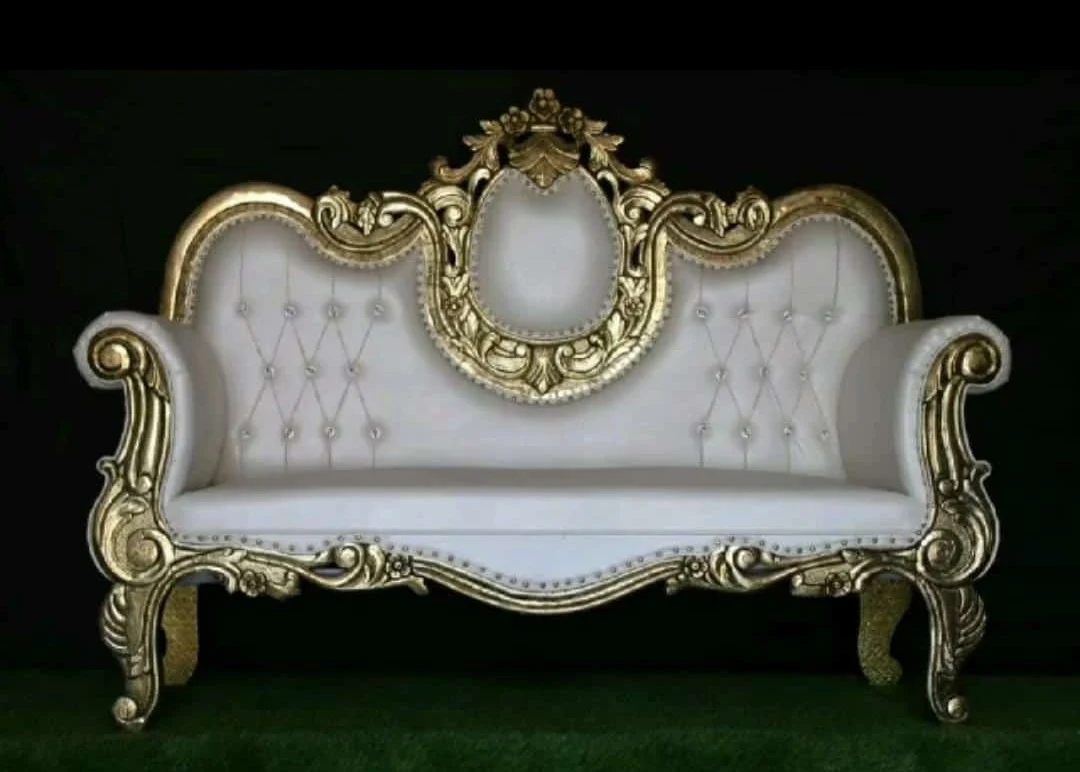 Royal wedding French lounge chair sofa gold foil solid wood carving living room furniture classic lounge chair luxury hotel view 2