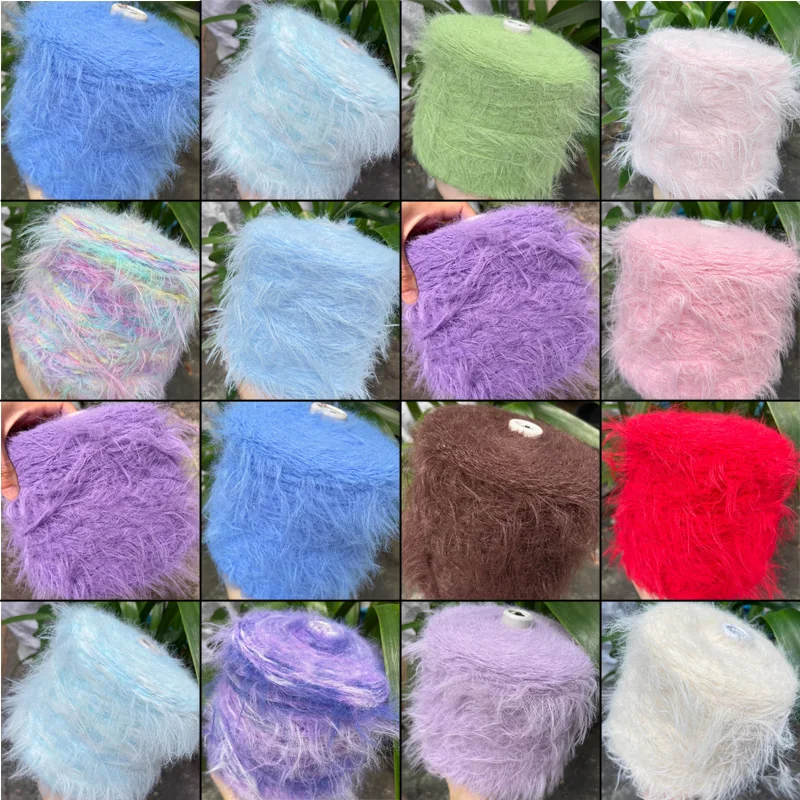 500 جرام فرو طويل تقليد غزل المنك الموضوع سوبر لينة الجلد ودية لا تسليط الشعر اليد المنسوجة وشاح معطف شتاء غزل المنسوجة #1