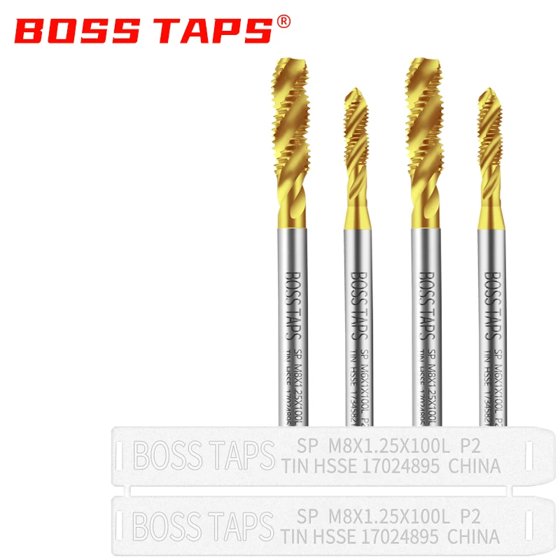 

ЛЕНТЫ BOSS HSSE-M35 Стандартный длинный хвостовик JIS 100 150 мм Спиральный рифленый метчик M12 M14 M16 M3 M4 M5 M6 M8 M10 Машинные резьбовые метчики