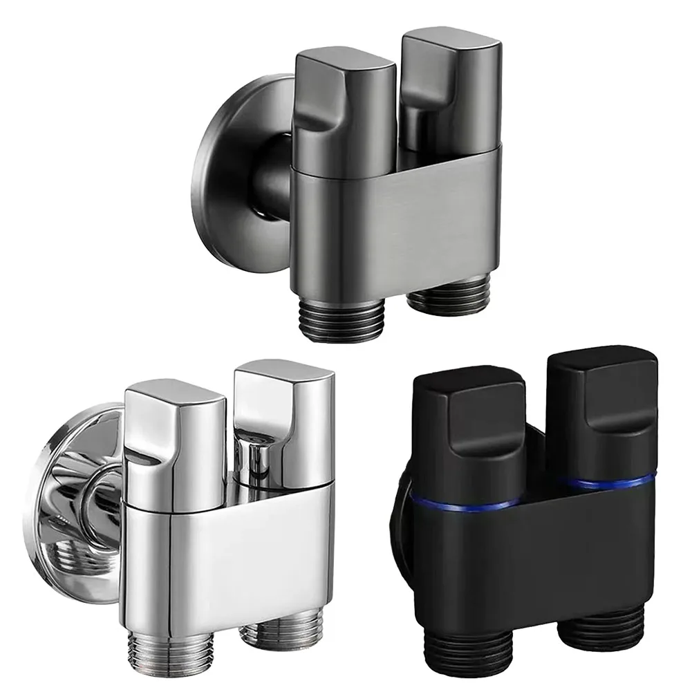 Alloy 1 In 2 Out Angle Valve With Dual Control Handle, G1/2 Water Divider For Washing Machine, Garden, Kitchen Sink And Bathroom
