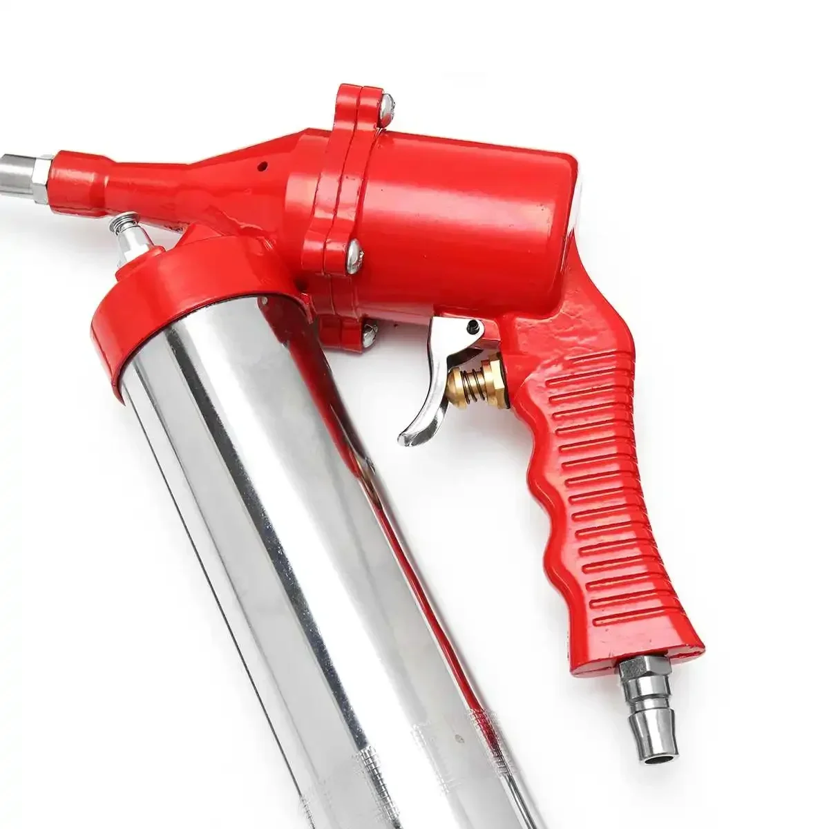 1 Set Car Manual One Hand Grip Air Mini Pneumatic Compressor Pump Grease Tith Pipe Tupe Hose For Gun Red For SUV Truck