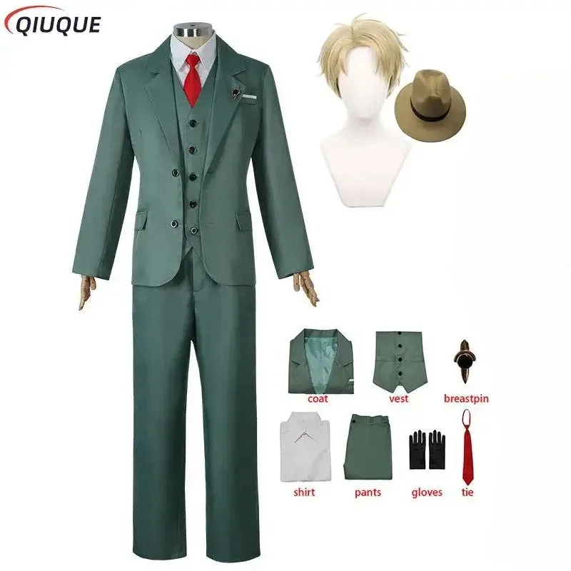 

Loid Forger Cosplay Costume Men Anime Suit Blond Wig Twilight Outfit Hat Halloween Party Clothes