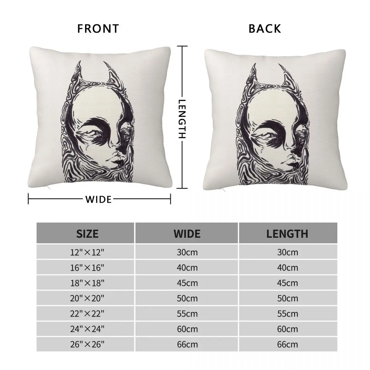 Horned Squiggle Square Pillowcase Polyester Linen Velvet Printed Zip Decorative Pillow Case Room Cushion Cover 45x45