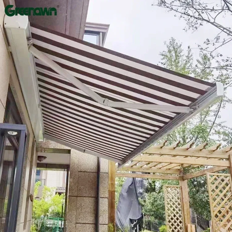 Waterproof Patio Cover Full Cassette Awnings Outdoor Retractable Canopy Grey Garden Sun Shade Roof Balcony Aluminum Awning