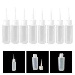 8pcs Refillable Empty Bottle Plastic Squeeze Bottle 50ml Pointed Mouth Bottles