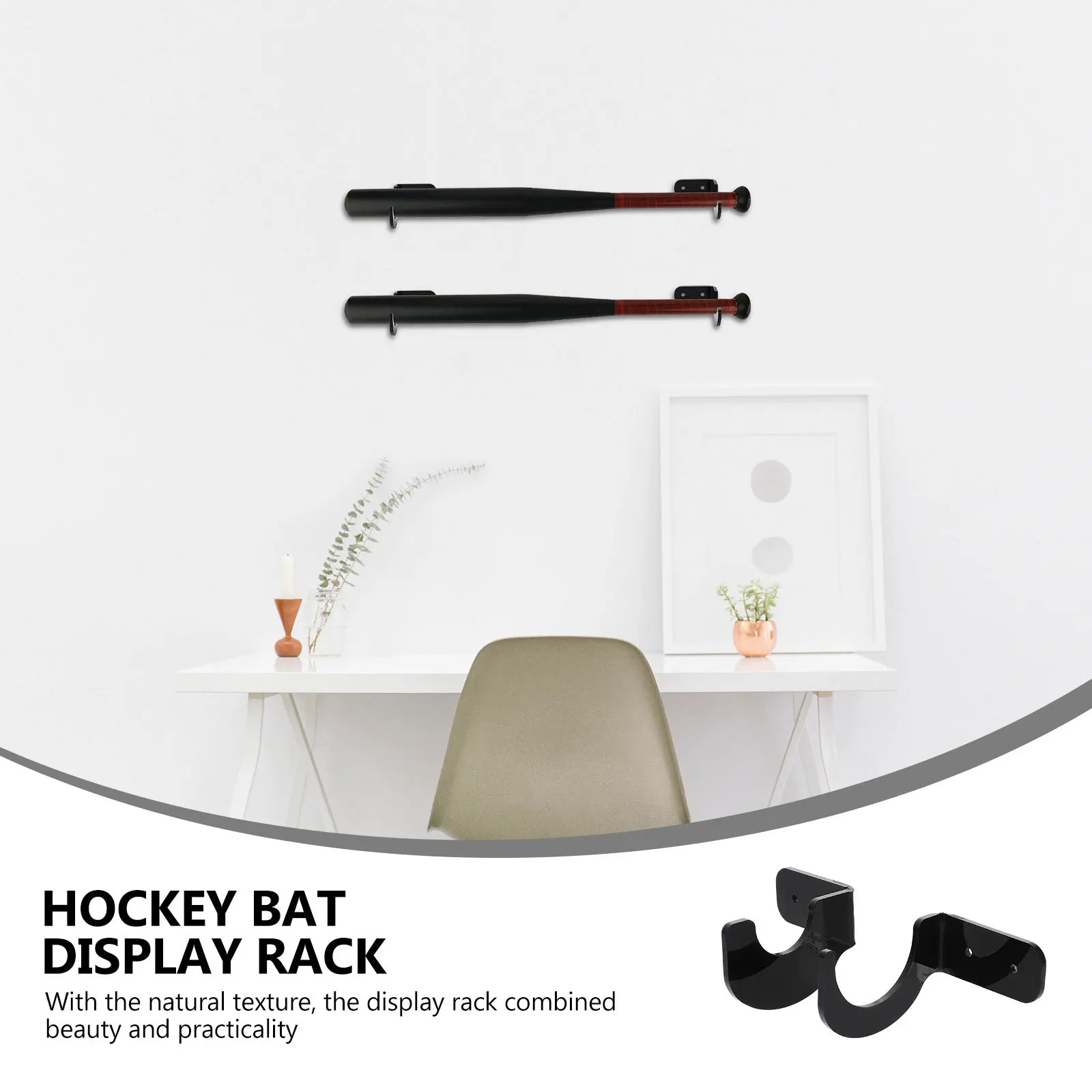 2Pairs Hockey Bat Display Rack Acrylic Premium Natural Texture Storage Stand Sporting Equipment Display Holder Baseball Softball