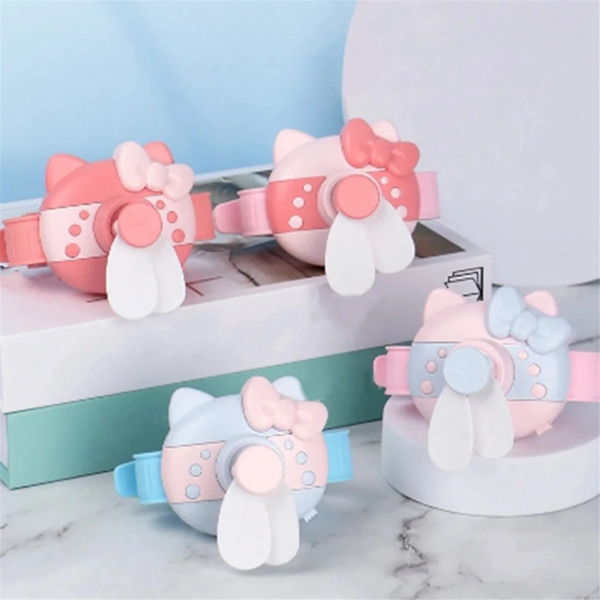 ELBA_Cute Mini Fan,Watch Design for Children,Portable Fan,Soft Safe Strong Wind,USB Ventilation Rechargeable D