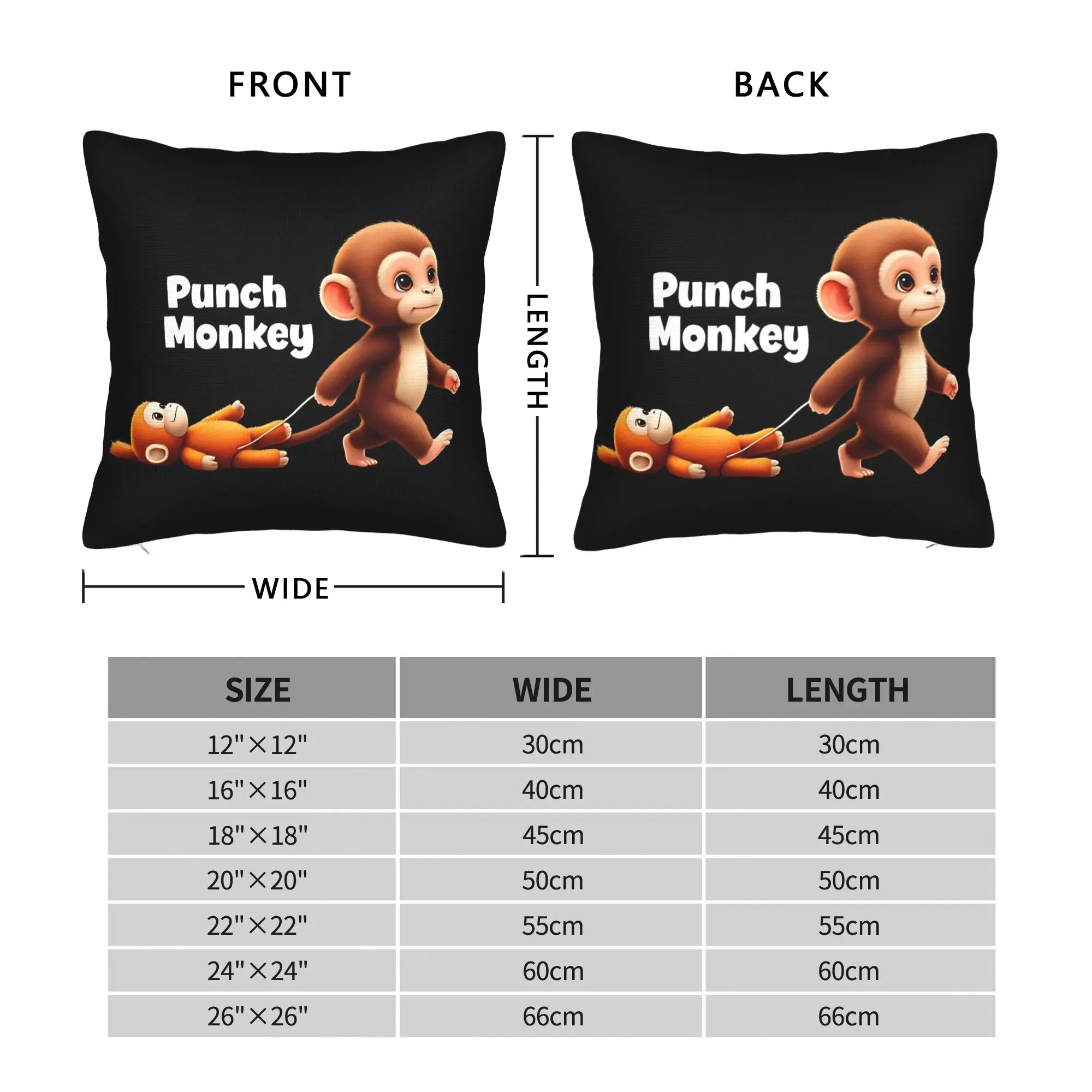 Punch Monkey  Square Pillow Covers Polyester Home Animal Cushion Cover Creative Decor Throw Pillow Case 40*40