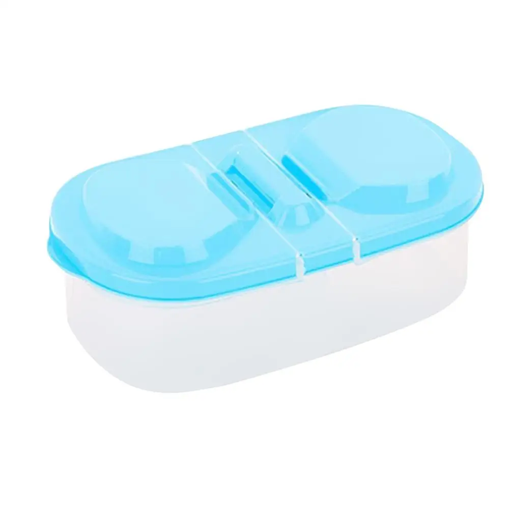 

Flip Crisper Containers 2 Grid Dry Fruits Storage Kitchen Food Separate Transparent Design Plastic Storage Boxes