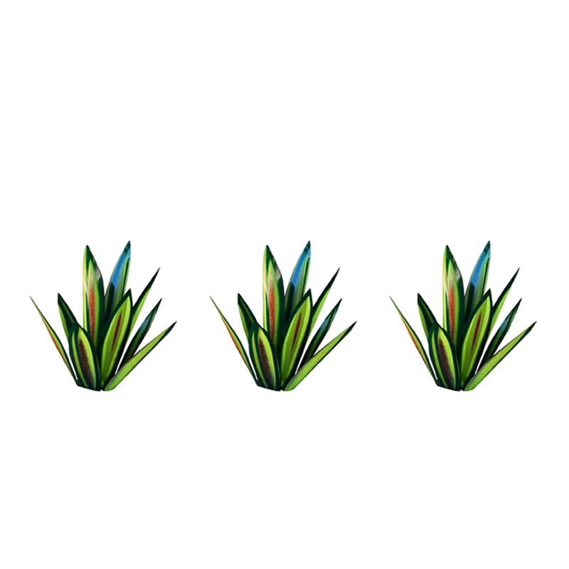 

3X 13.7Inch Tequila Rustic Sculpture, DIY Hand Painted Metal Agave Plants,Outdoor Garden Lawn Ornaments-Green