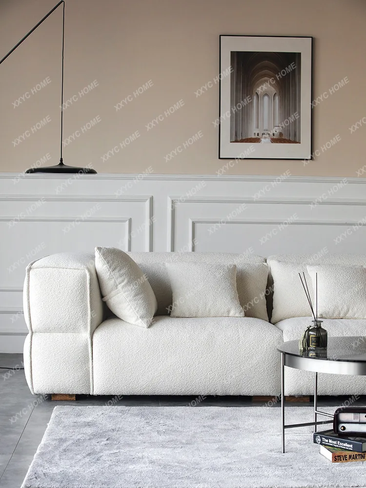 

L modern simple living room fabric sofa minimalist lamb wool