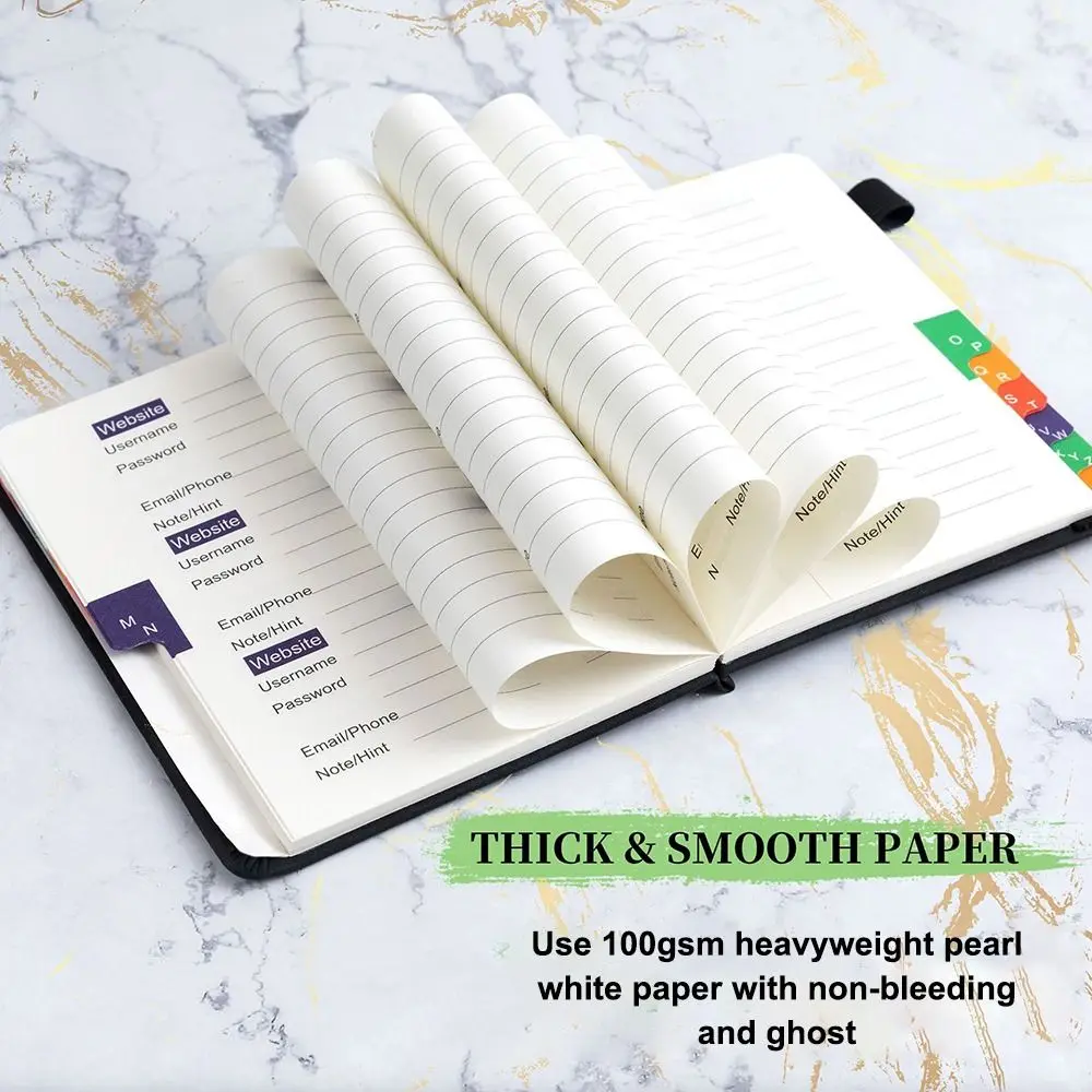 

Alphabetical Tabs B6 Password Book PU Leather Cover 60Sheets Internet Address Organizer Simple Logbook Password Keeper