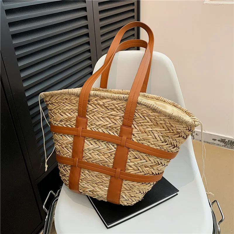 2024 New Designer Straw Bag Bohemian Beach Shoulder Bag Fashion Handmade Wove Bag Handbag Large Capacity Raffia Tote Bag Travel