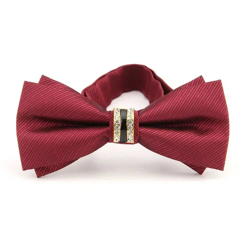 Fashionable men's formal dress Korean version of diamond inlaid wedding bow tie officiant groom groomsman metal bow spot