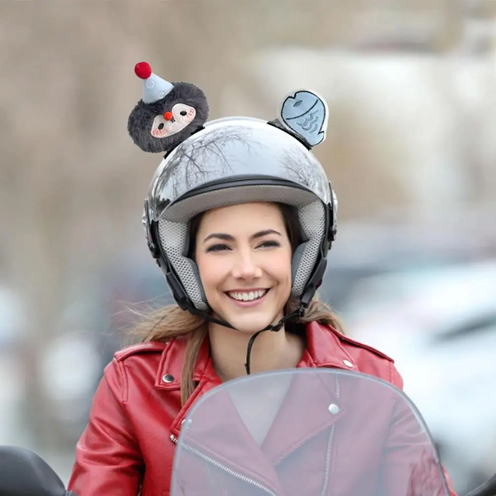 

Cute Plush Motorcycle Helmet Decorations Cartoon Fish Ear Shaped Helmet Accessories For Motorcyclists Riders Helmet Ornamen O9R3