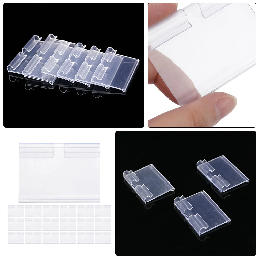 50 Pcs Pvc Label Plastic Hook Shelf Price Card Set 50pcs (60*42mm) Display Retail Holder Sign Stand Stands Shopping