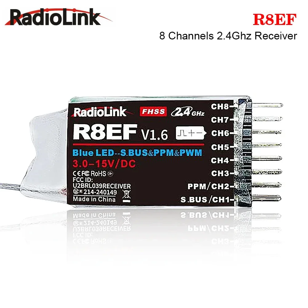 Radiolink R8EF 2.4Ghz 8 Channels Receiver V1.6 Support S-Bus/PPM/PWM Signal for 8CH T8FB T8S Transmitter RC Car Boat Parts