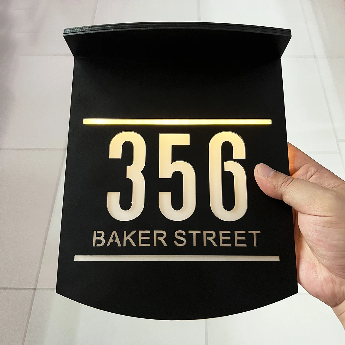 Personalized Exterior Solar House Sign Acrylic Plaque Led Customized Address Plaque Outdoor Street Name Solar House Number Sign