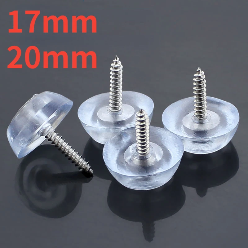 

17mm/20mm Silicone Pad Transparent Soft Foot Nail Screw On Clear Rubber Feet Non-slip Pads For Furniture Floor Desk Protection