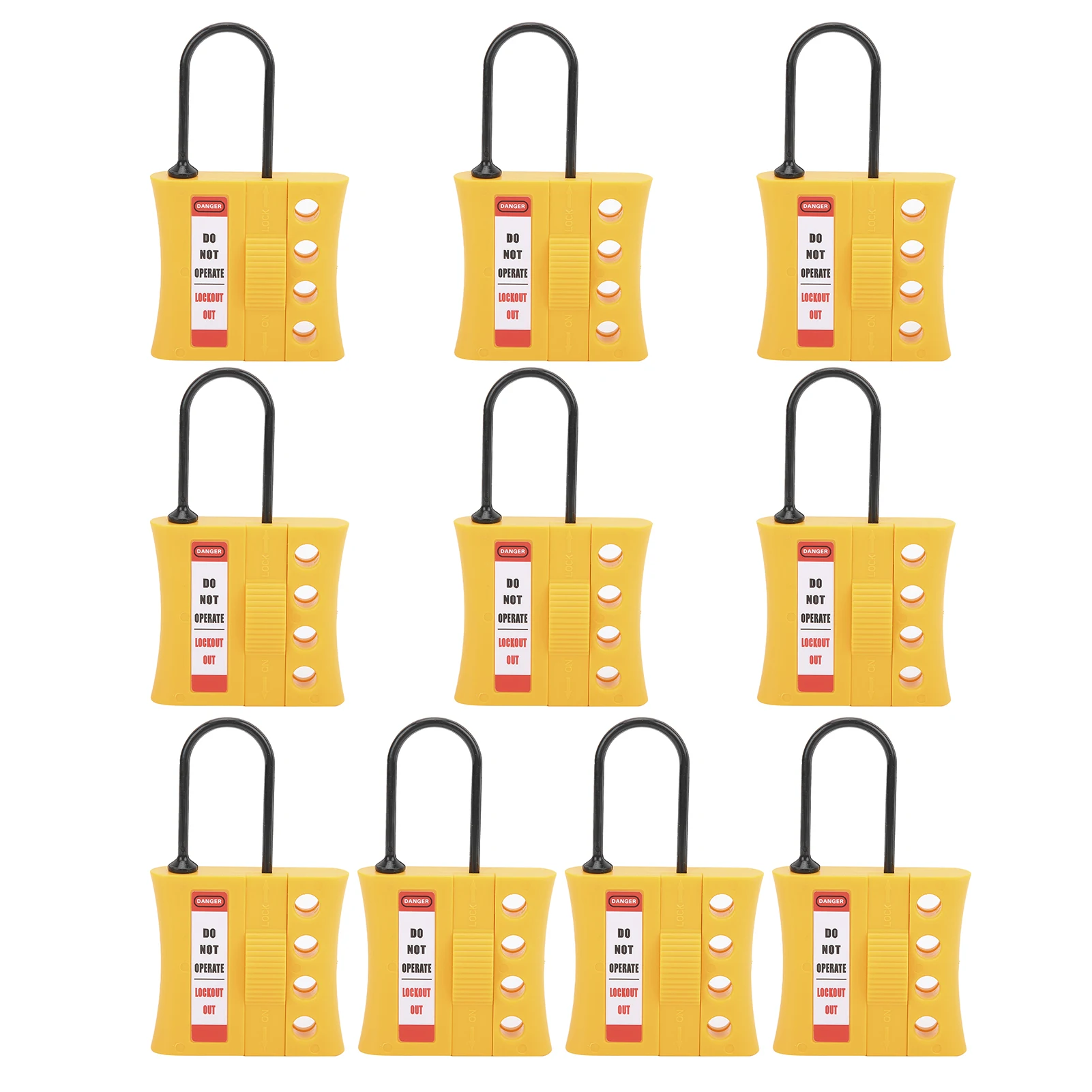 10PCS 3mm Lockout Tagout Lock Durable 4‑Hole Insulated Nylon Safety Energy Isolation Padlock Key Words